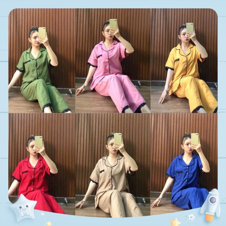 Đồ Bộ Pijama Tay Ngắn Quần Dài 😍 Bộ Kate Lụa Quần Dài Chất Vải Mát