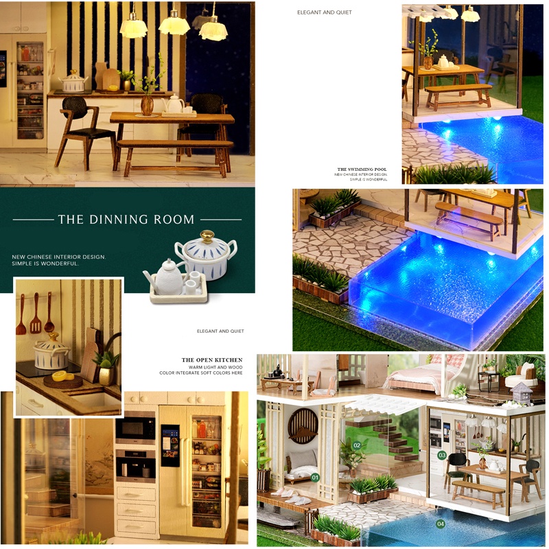 DIY Mô Hình Nhà Búp Bê Căn Nhà Trong Mơ Thiết Kế Đơn Giản Ấm Cúng-A-085