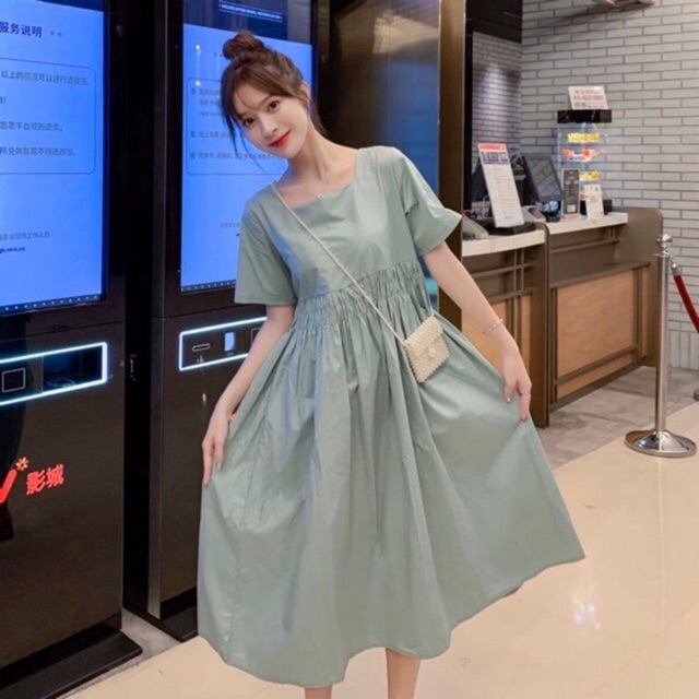 Đầm váy babydoll cam nơ sau
