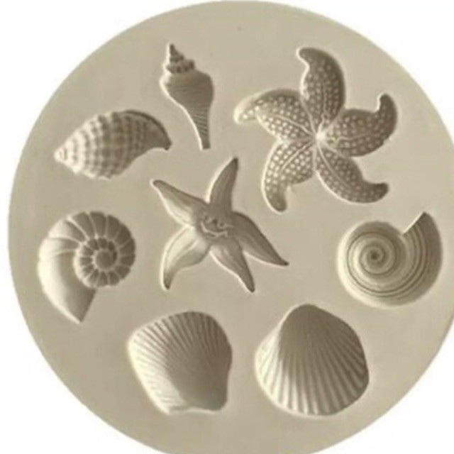 Khuôn silicon rau câu sinh vật biển sao,sò M02