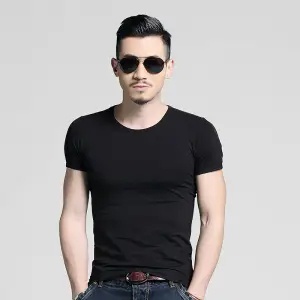 Áo Thun Tay Ngắn Cổ Lọ Vải Lụa Mỏng Thời Trang Trẻ Trung Cho Nam