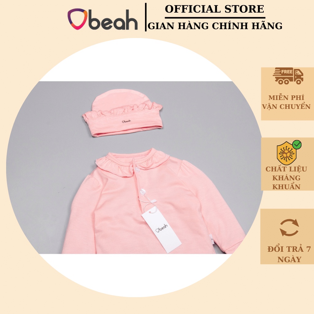 bodysuit cho bé gái Obeah bé gái màu trắng Chất liệu cotton organic size Newborn đến 66 cho bé yêu từ 3-8.5kg