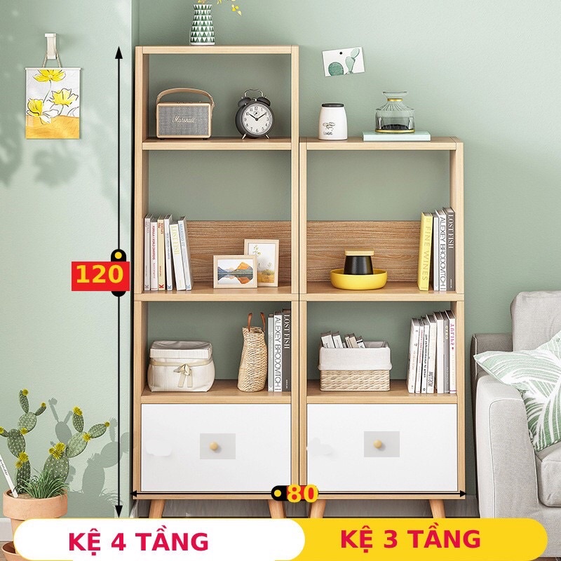 Tủ Kệ Sách Trang Trí, Gỗ CN Phong Cách Bắc Âu Hiện Đại có 3 loại 3 tầng 4 tầng 5 tầng