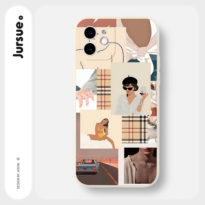 Ốp lưng JURSUE mềm viền vuông hình dễ thương đẹp cho iPhone 13 12 11 Pro Max SE 2020 X XR XS 8 7 ip 6S 6 Plus Y2036