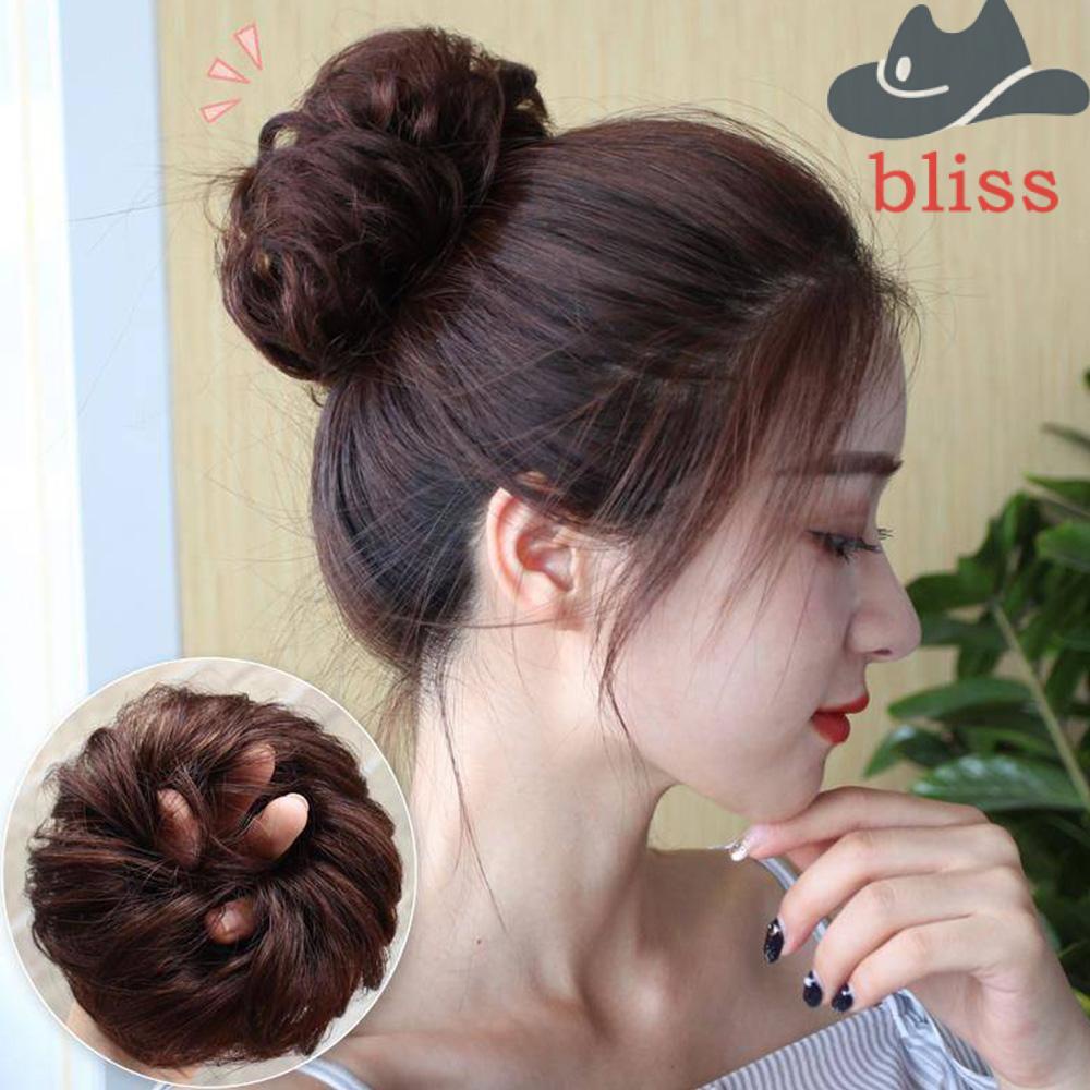 Búi Tóc Giả Xoăn Màu Đen Tự Nhiên Có Dây Rút Tiện Dụng