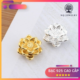 Charm bạc bông sen mạ vàng xỏ ngang