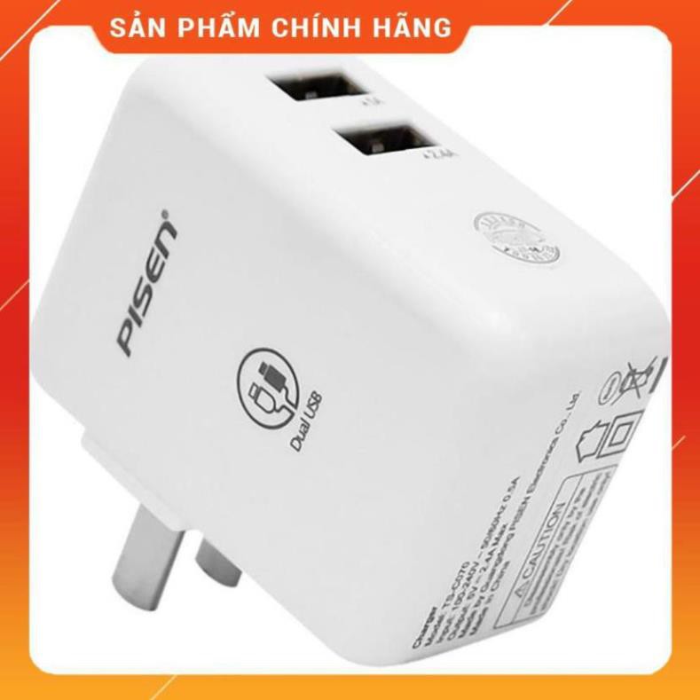 Củ Sạc Nhanh Pisen 2 cổng Dual USB TS-C122 - Hàng Chính Hãng