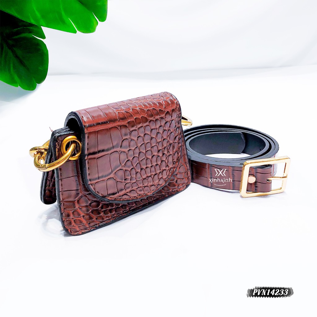 Thắt lưng belt bag kèm túi mini họa tiết da xích cao cấp - Xinh Xinh Accessories