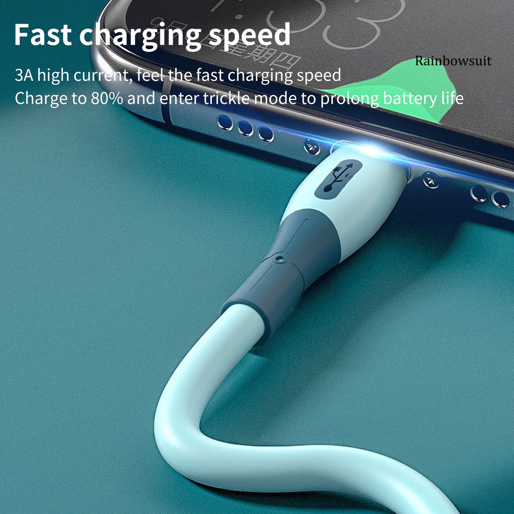 Dây Cáp Sạc RB 1.2m 3A Bằng Silicon Chống Gió Sạc Nhanh Cho Android/Type-C/iOS