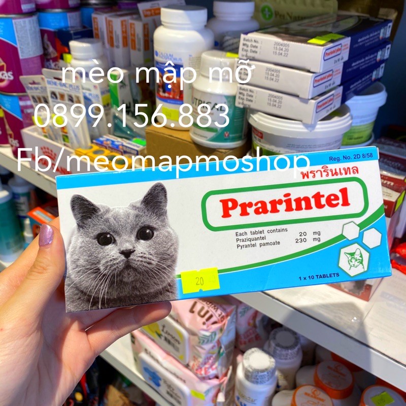 PRARINTEL THÁI LAN CHO MÈO ( 1 viên = 4kg )