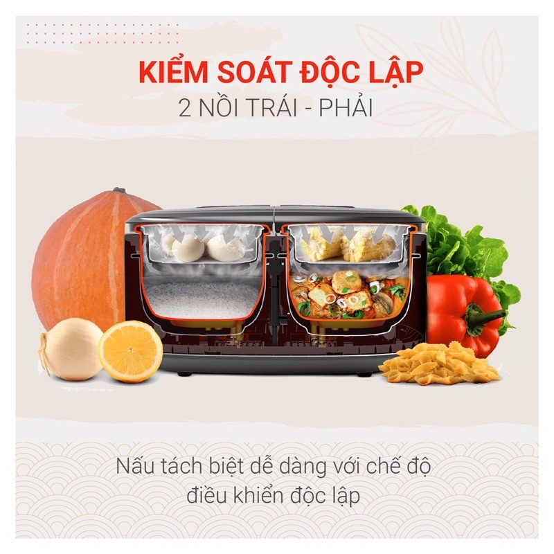 Nồi Cơm Điện Tử 2 Ngăn Sharp KN-TC50VN, 1.8lit - 900w, Nấu Đa Năng Cùng Lúc 2 Lòng Nồi, Hàng Chính Hãng