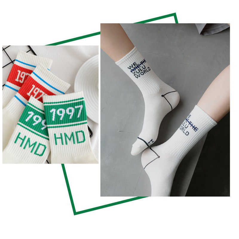[Mã SKAMCLU8 giảm 10% cho đơn từ 100K] Tất Ulzzang 1975 Unisex - Vớ Số 1997 Unisex
