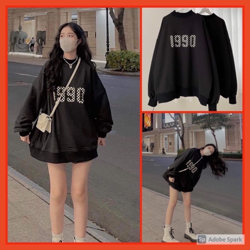 [Mã 12FASHIONSALE1 giảm 10K đơn 50K] Áo nỉ sweater tay bồng 1990 dành cho nữ form rộng Nhungkudo
