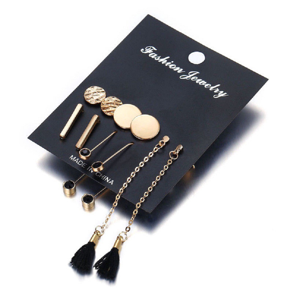 6PCS Temperament Dangle Tassel Studs Earrings Party Jewelry Accessories