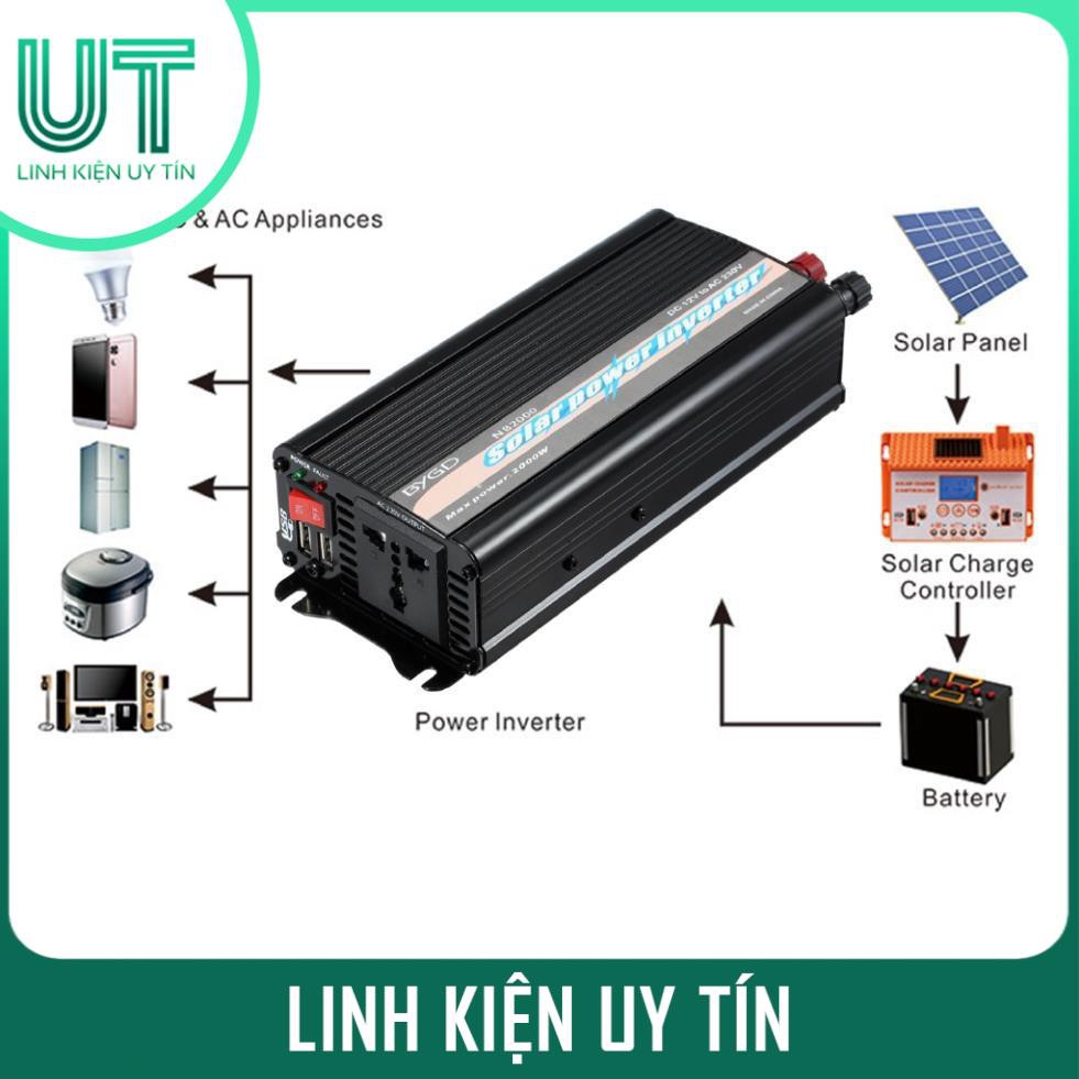 Bộ chuyển đổi nguồn điện từ 12V lên 220V công suất 1000W BYGD, Bộ Kích Điện 12V lên 220V