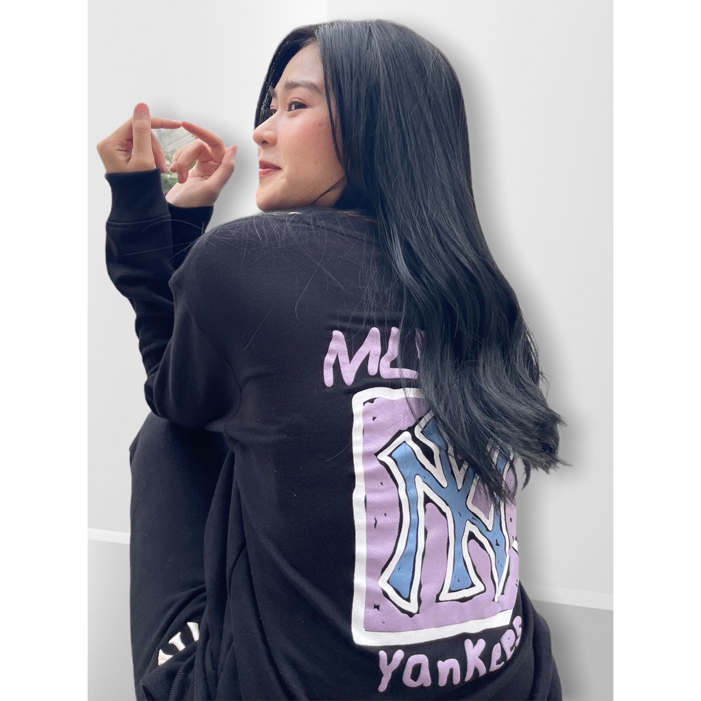 BỘ QUẦN ÁO MLB NY màu đen dài tay DƯ XỊN FULL TEM TAG