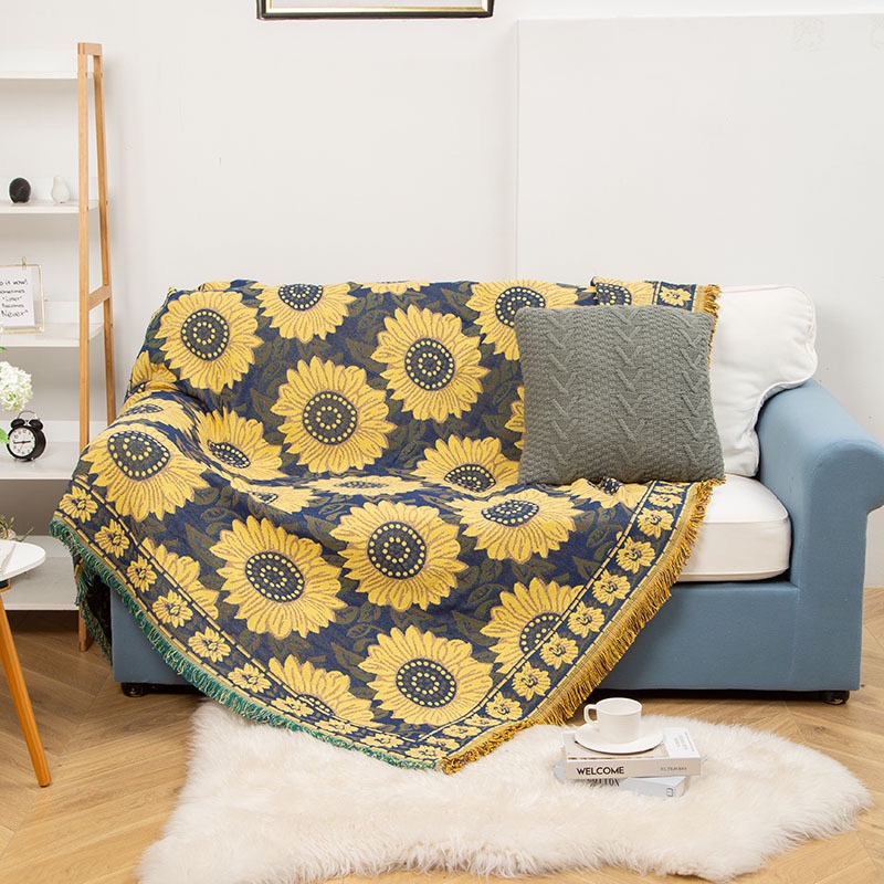 [ Loại 1 ] Khăn Thảm Phủ Sofa chống bụi bẩn, Mền đắp thư giãn, Thảm Sofa Phòng Khách Bông Hoa