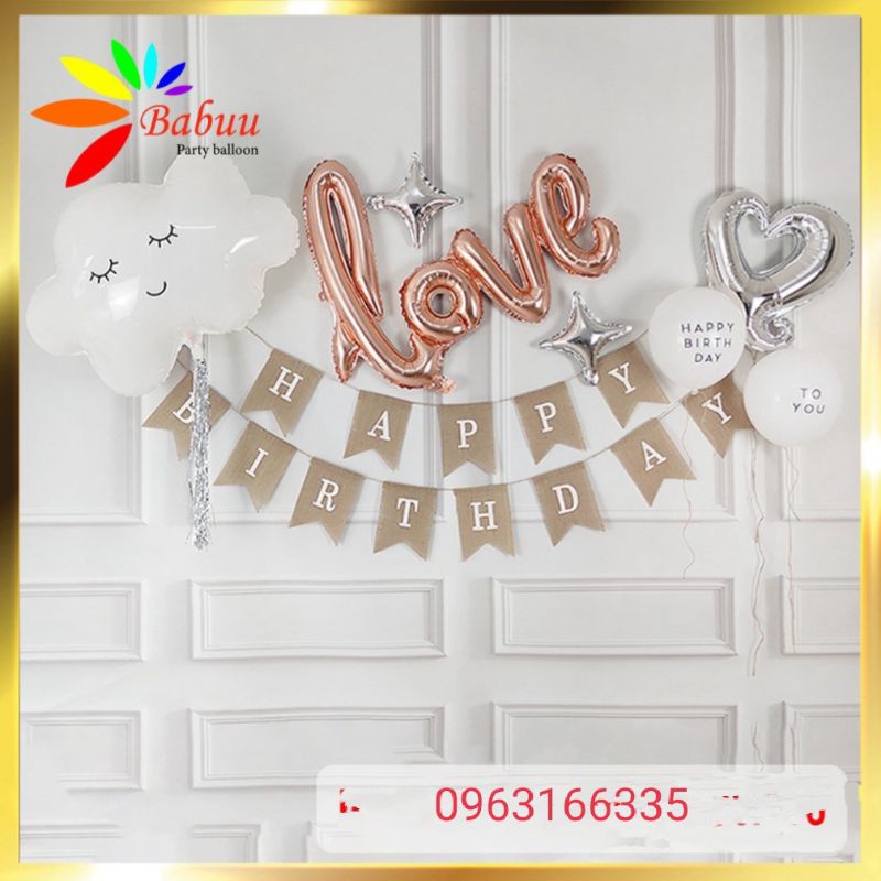 (freeship) Set bóng trang trí sinh nhật phong cách Hàn Quốc