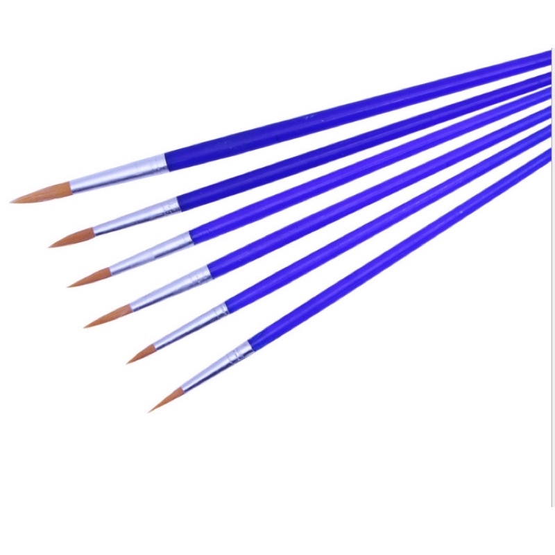 Bộ 6 cây Cọ vẽ màu nước / Cọ vẽ tô tượng / Bút lông cán gỗ / Bút viết thư pháp