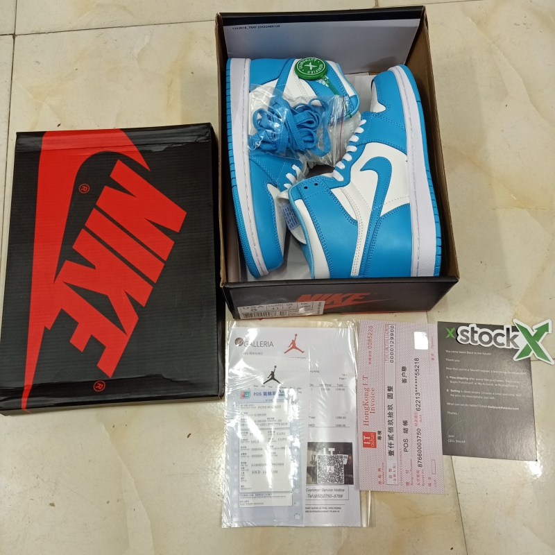 Giày Jordan 1 UNC Trắng Xanh Da Trời Cổ Cao Nam Nữ