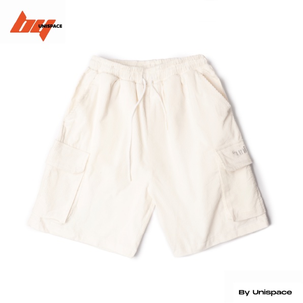 Quần short túi hộp local brand By UniSpace unisex nam nữ vải nhung tăm thêu