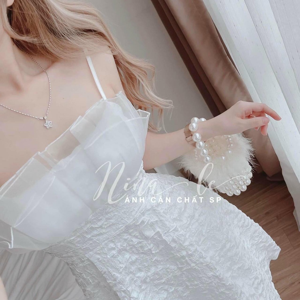 Đầm Váy Nữ 2 Dây Dáng Xoè Chất Xốp Nhật Phối Voan Kiếng 2 Lớp  Thiết Kế Sang Chảnh Đi Làm Công Sở, Đi Tiệc