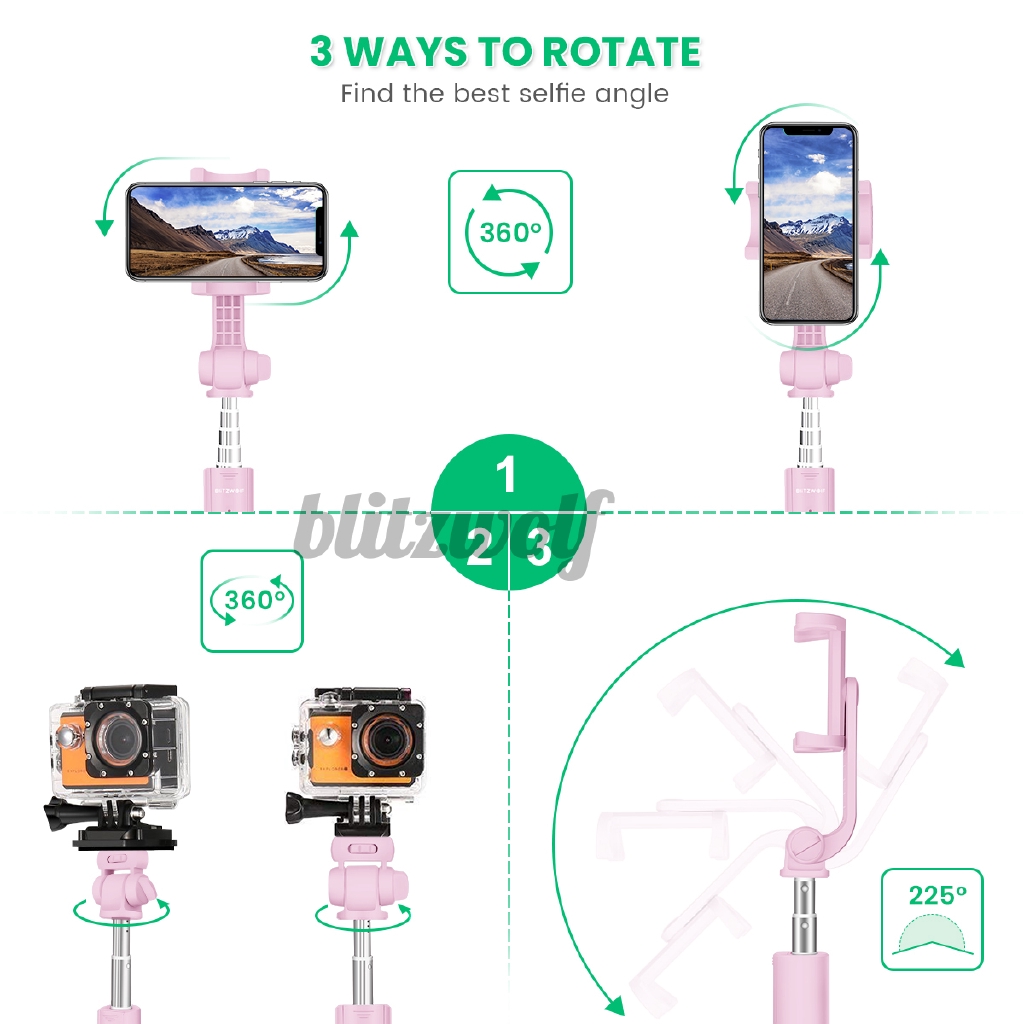 Gậy Chụp Ảnh Selfie Bltzwolf Bw-Bs5 4 Trong 1 Kết Nối Bluetooth 810mm Có Nút Bấm Từ Xa | BigBuy360 - bigbuy360.vn