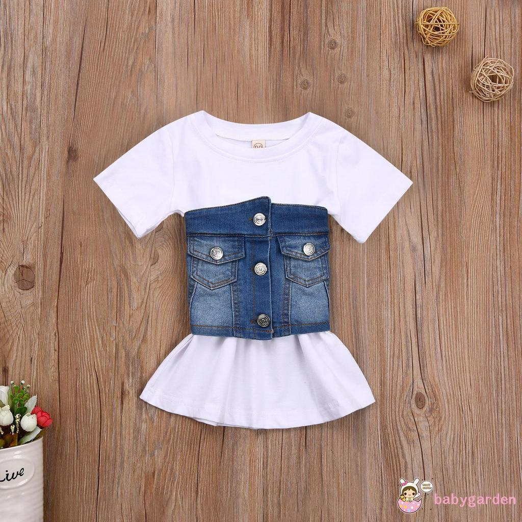 Đầm Ngắn Tay Có Túi Cho Bé Gái