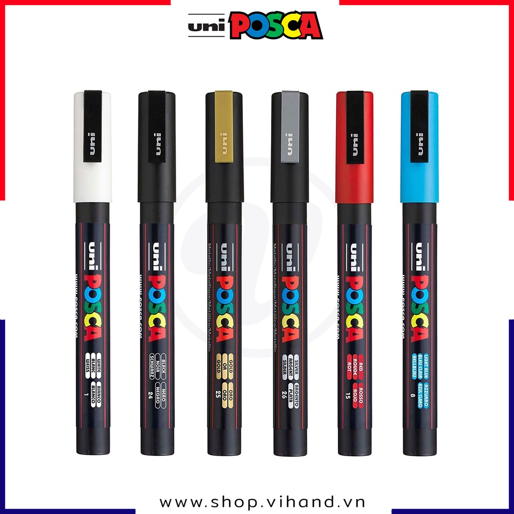 Bút sơn nước vẽ đa chất liệu Uni Posca PC-3M - Ngòi 0.9 - 1.3mm
