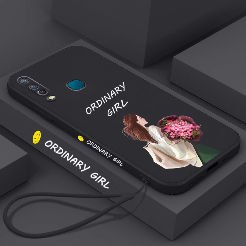 Ốp Điện Thoại TPU Dẻo Họa Tiết Hoa Xinh Xắn Kèm Dây Đeo Cho vivo y11 y12 y15 y17 y19 y30 y50