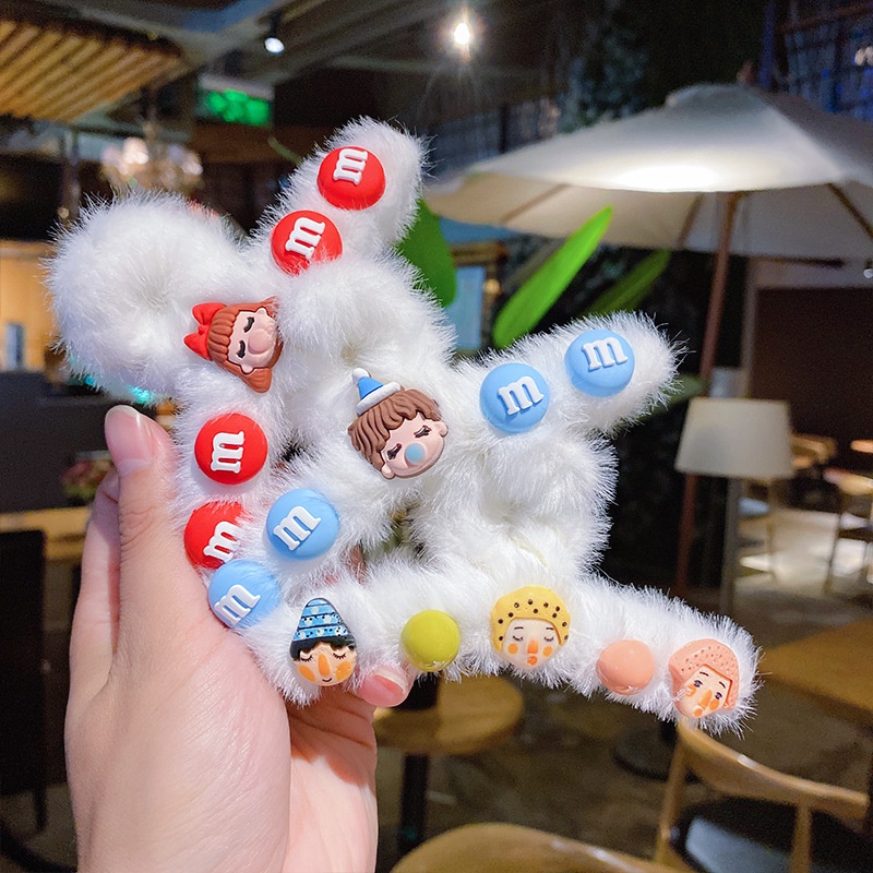 Kẹp tóc càng cua phối lông kèm phụ kiện dễ thương phong cách hàn quốc - Selenshop