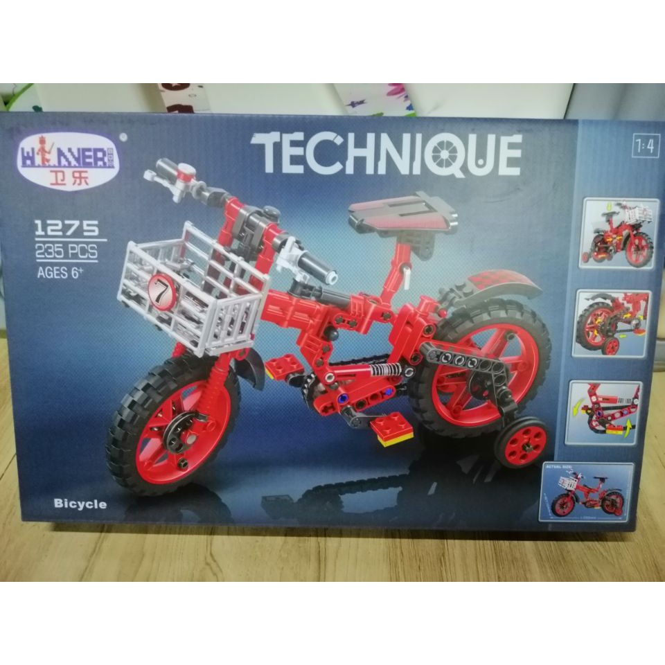 (có sẵn) bộ đồ chơi lắp ráp technic Figure Folding Bicycle Lắp Ráp Mô Hình Xe đạp màu trắng và màu đỏ