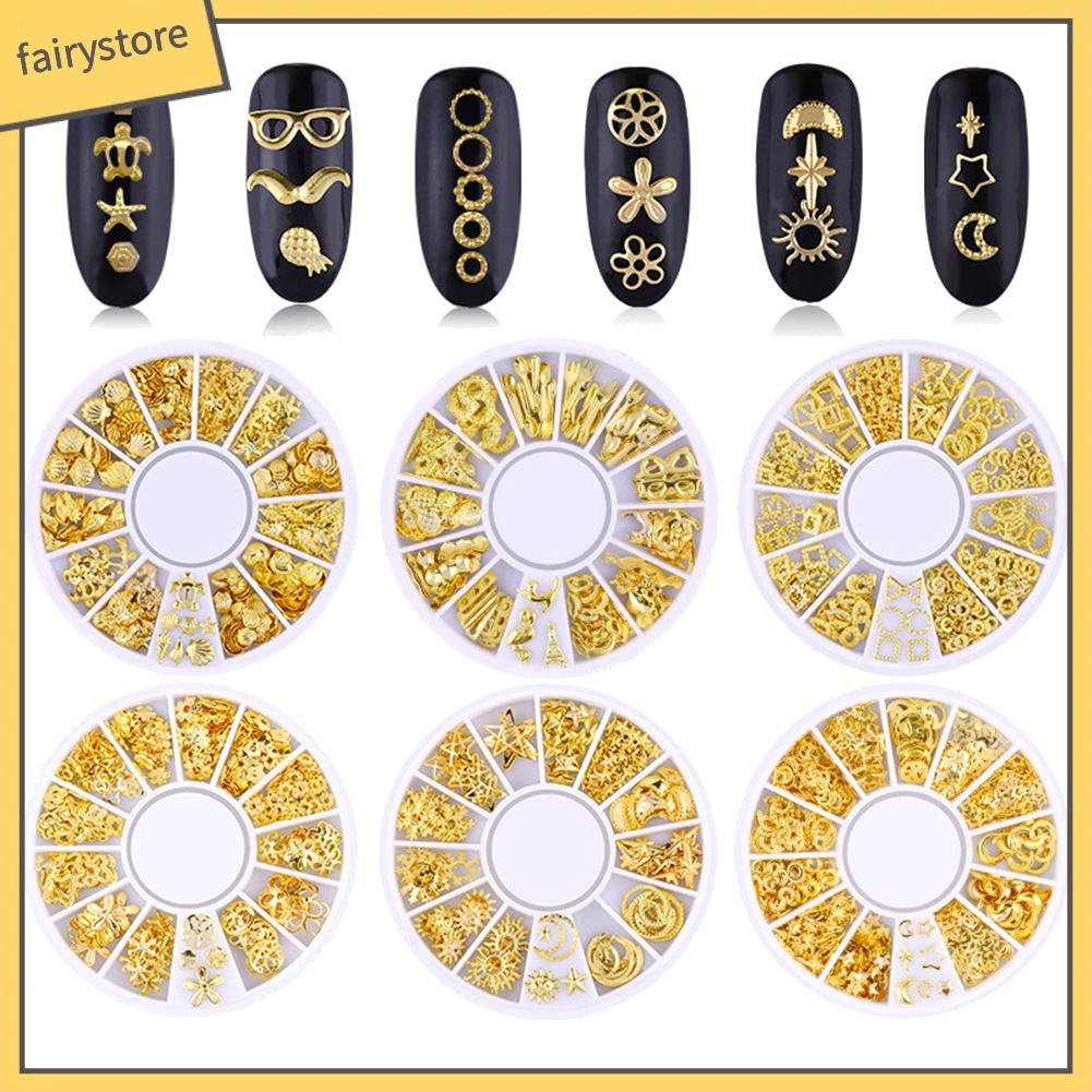 Hộp phụ kiện kim loại họa tiết 3D dùng trang trí móng tay