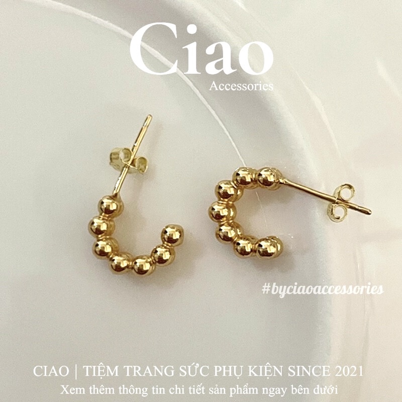 [HOẢ TỐC 1H] Khuyên tai/ Bông tai mạ bạc S925 thiết kế chuỗi hình cầu trendy Mabel Ciao