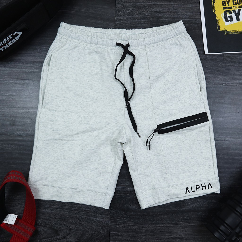 Quần short, quần đùi nam Alpha (Đủ size M-XXL) chất nỉ da cá mặc đi tập gym, chơi thể thao