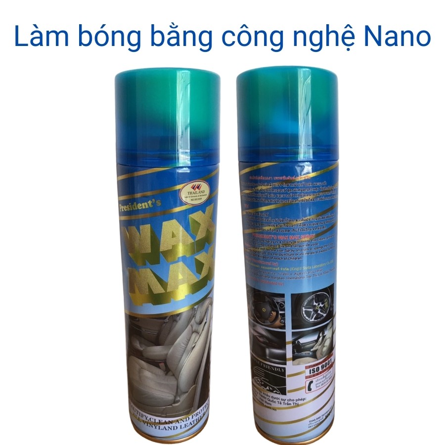 Chai xịt rửa ghế da nội thất xe hơi - wax max xanh xịt bóng dưỡng ghế da ô tô xe máy