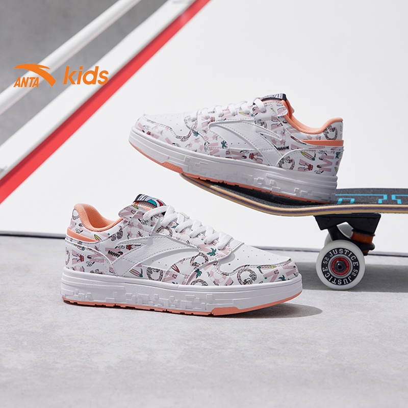 Giày thời trang bé gái Anta Kids kiểu dáng cá tính, đế giày chống trơn trượt W322238002