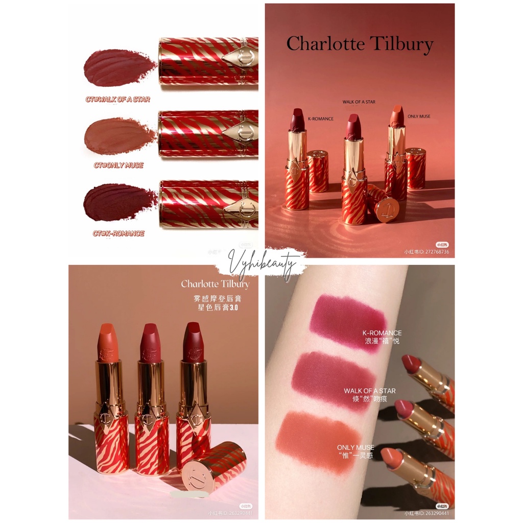 Son thỏi Charlotte Tilbury Revolution vỏ sọc đỏ - màu K-romance