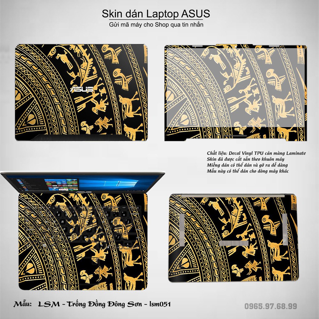 [Mã ELFLASH5 giảm 20K đơn 50K] Skin dán Laptop Asus in hình Trống Đồng Đông Sơn - lsm051 (inbox mã máy cho Shop)