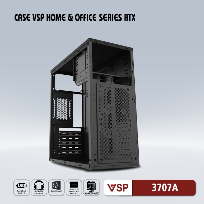 Vỏ máy tính Case VSP 3707A (ATX/MicroATX/ Mini-ITX) - Hãng phân phối