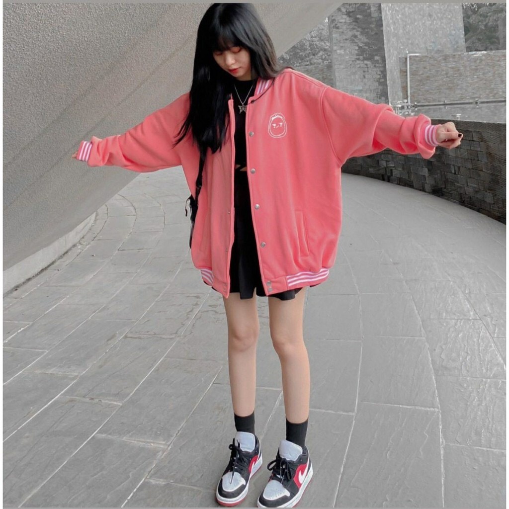 Áo Khoác Cardigan Bomber Nỉ Bông in Mặt Cười Form Rộng Unisex Nam Nữ Ulzzang KUN