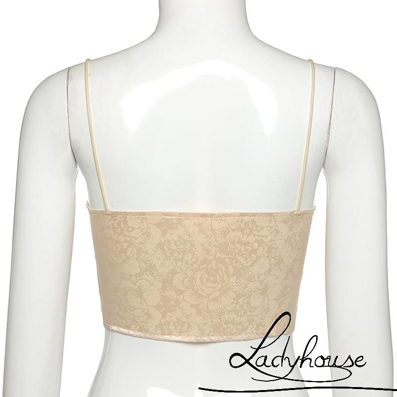 Áo Croptop Hai Dây Cổ Chữ V Sâu Hở Lưng In Họa Tiết Hoa Quyến Rũ Dành Cho Nữ