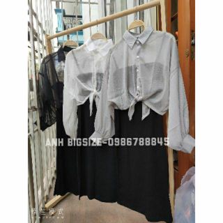Ảnh thật - Set váy 2 dây Bigsize + áo sơ mi xuyên thấu