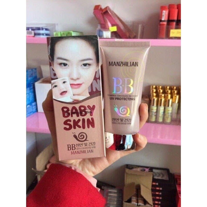 kem nền nữ bb cream ốc sên baby skin manzhilian 40g