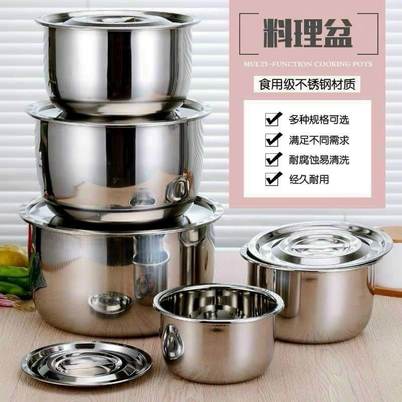 Bộ 5 Nồi Misho Chất Liệu INOX 304 Cao Cấp Dùng Cho Mọi Loại Bếp Ga, Bếp Từ, Bếp Hồng Ngoại