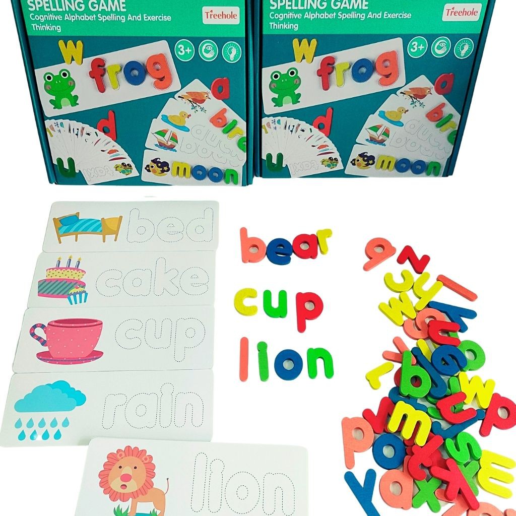Đồ Chơi Ghép Chữ Spelling Game- Thẻ Học Ghép Chữ Tiếng Anh Tặng 52 Chữ Cái Gỗ - ALOKIDS TB