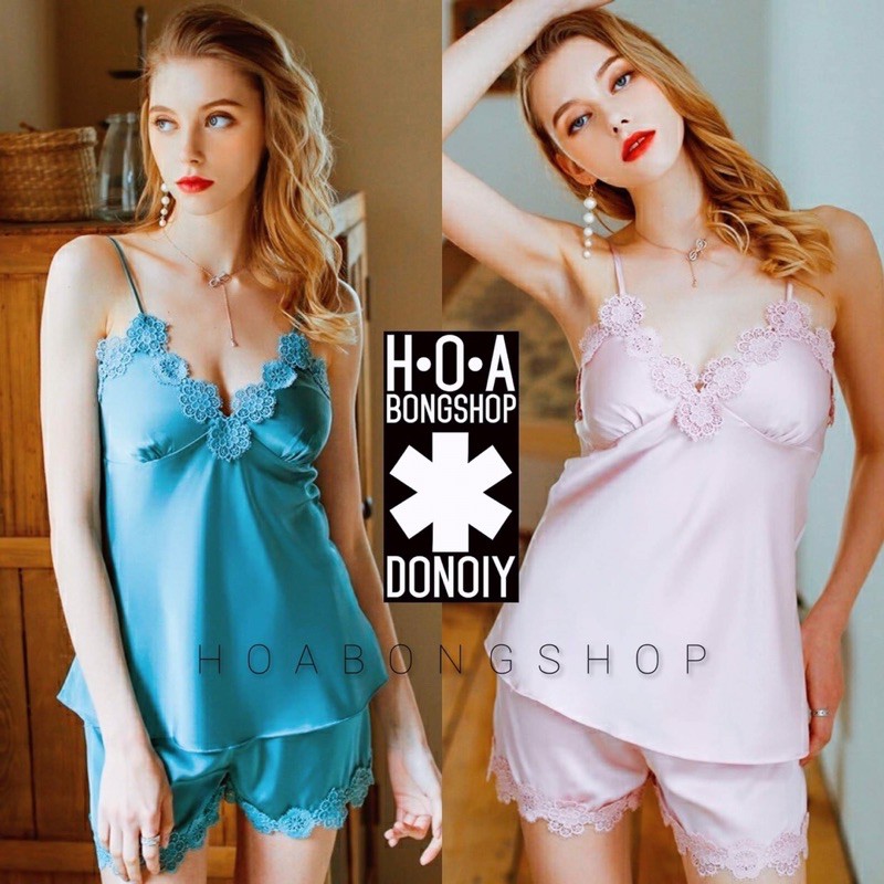 Bộ Ngủ Lụa Satin Phối Ren Siêu Quyến Rũ Cao Cấp (Hàng Loại 1) | BigBuy360 - bigbuy360.vn