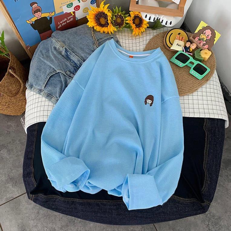 (Ảnh thật) Áo Sweater Nam Nữ Unisex Form Suông Rộng Chất Nổi Trơn, Áo Len Mỏng In Hình Kute Phong cách Ullzang Hàn Quốc | BigBuy360 - bigbuy360.vn