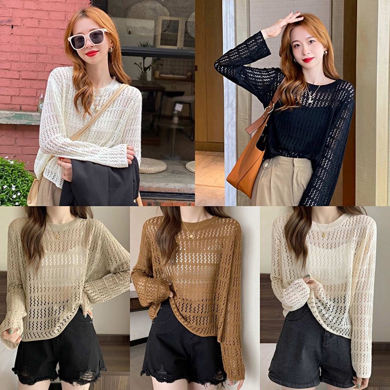 Áo Thun Nữ Cổ Tròn Dáng Rộng Khoét Lỗ