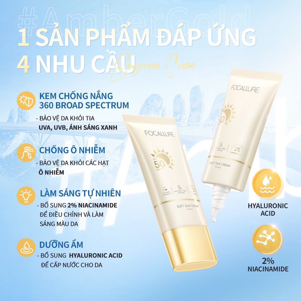 Kem chống nắng FOCALLURE 4 trong 1 bảo vệ làn da hiệu quả 30g